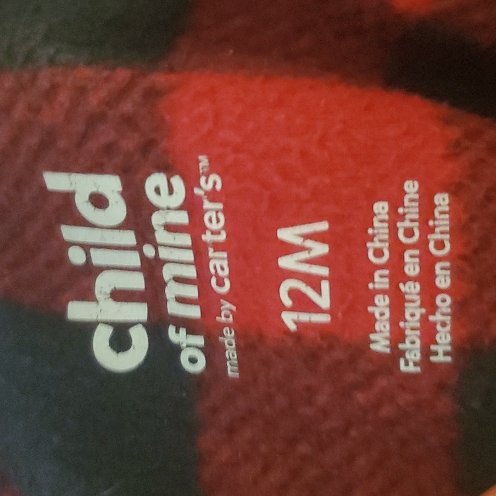 Kids/ Toddler's Red and Black Plaid Zip up Onzie - Picture 5 of 5